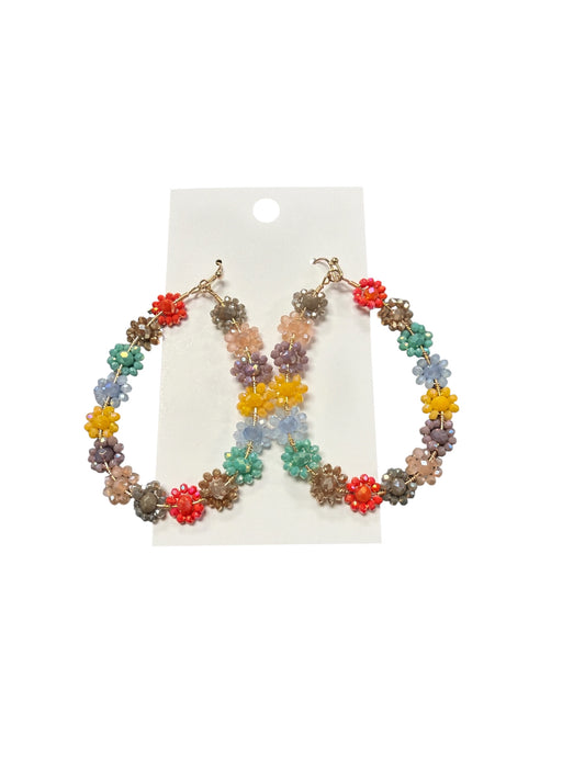 Multi Color Flower Tear Drop Earring