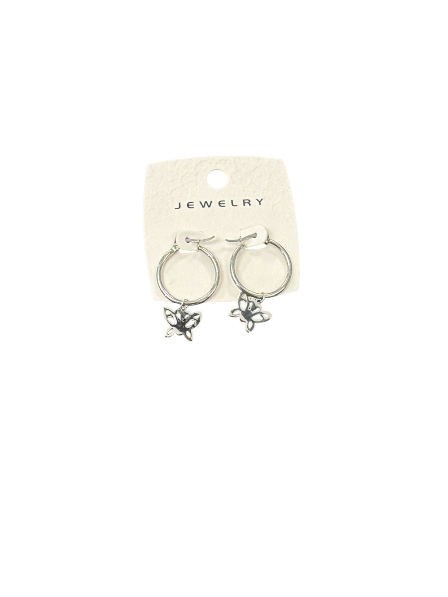 HOOP BUTTERFLY CHARM EARRINGS
