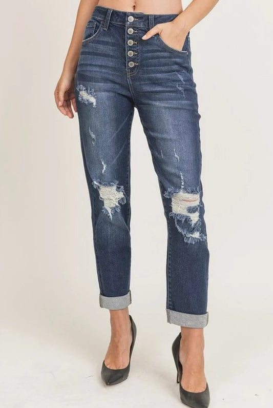 Risen Distressed Mom Jean - FB2484