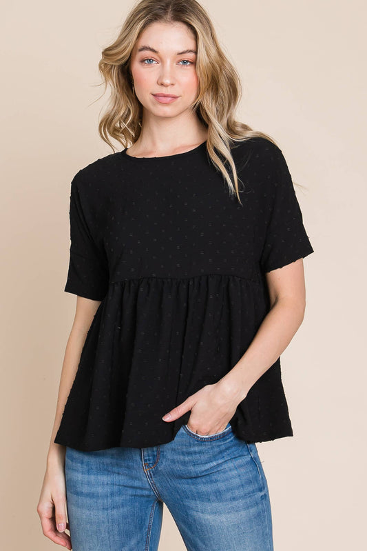 TEXTURED PEPLUM TOP