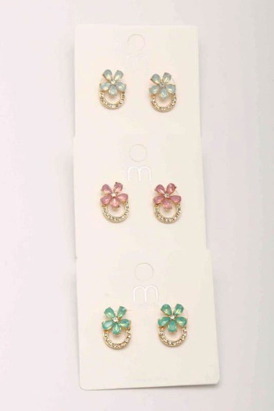 Mini Flower Horseshoe Earrings