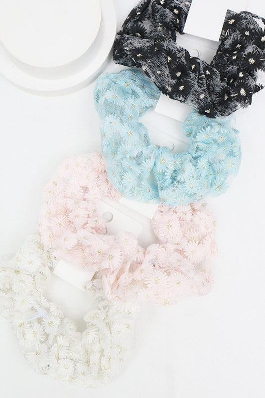 Floral Embroidered Scrunchie