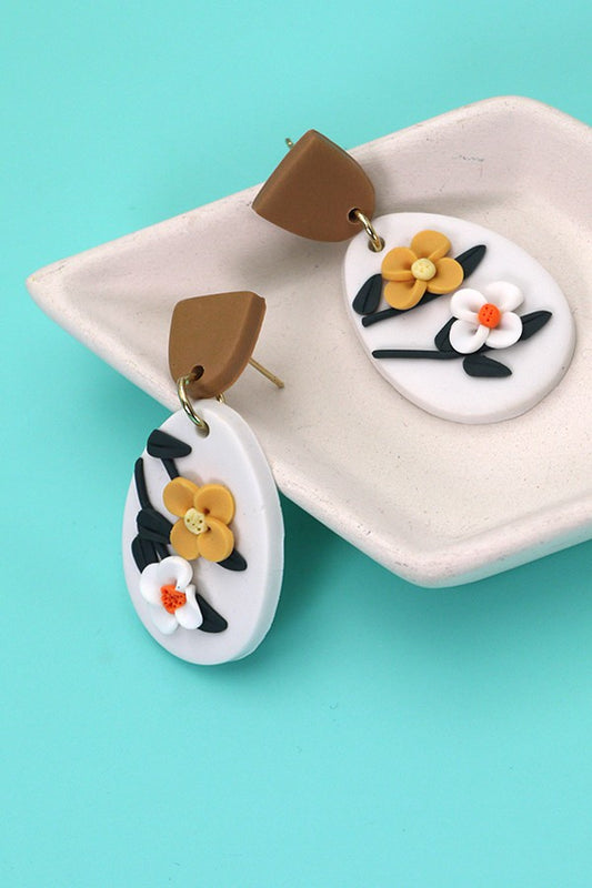 3d Polymer Flower Clay Earring