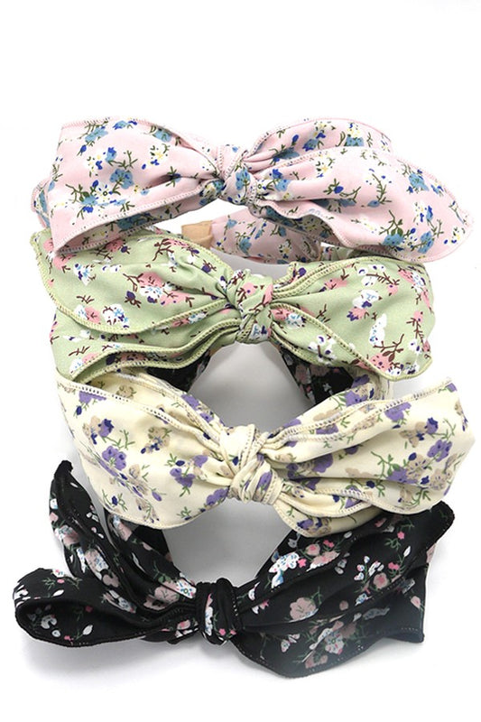 Handmade Floral Bow Ribbon Headband