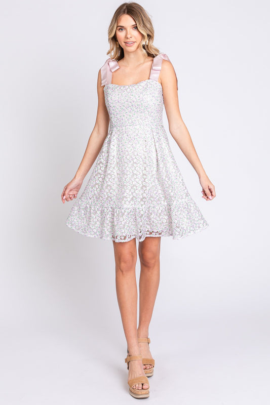 Mesh Floral Embroidered Dress