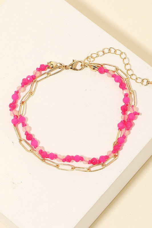 Beaded And Oval Chain Bracelet