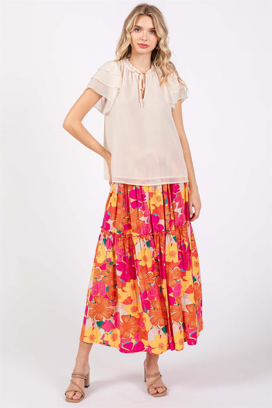 Ribbon Tie Sheer Top