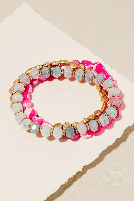 Pebble Stone Beaded Bracelet Set
