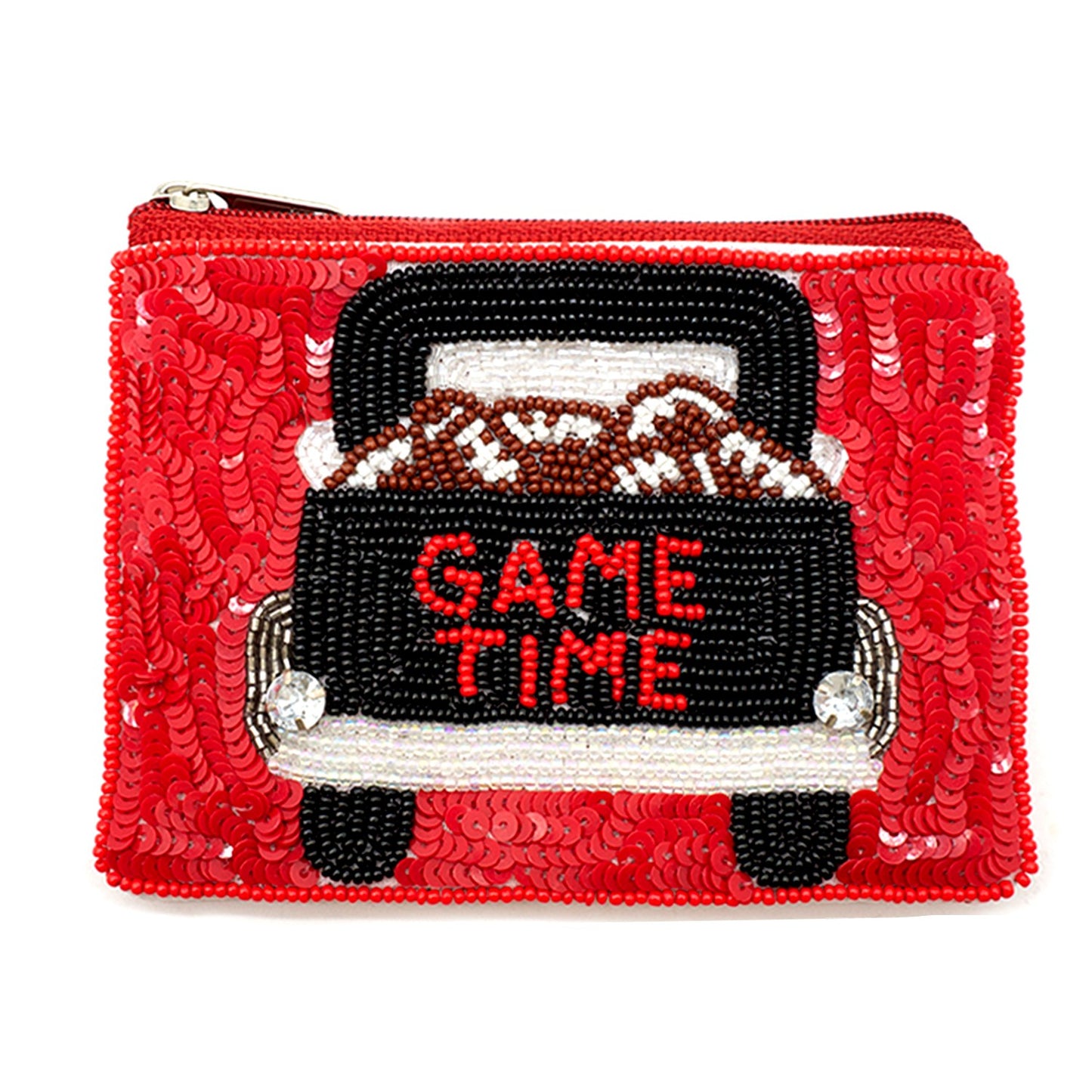 Beaded Football Coin Bag