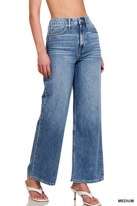 High Waist Wide Leg Straight Denim
