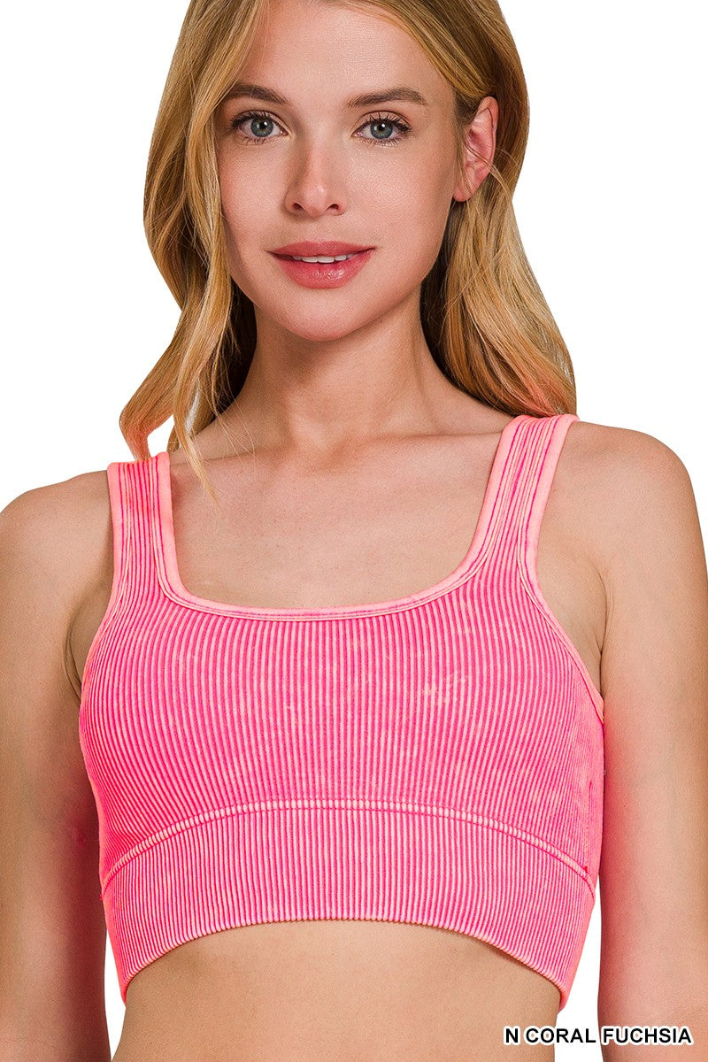 Washed Ribbed Seamless Bra