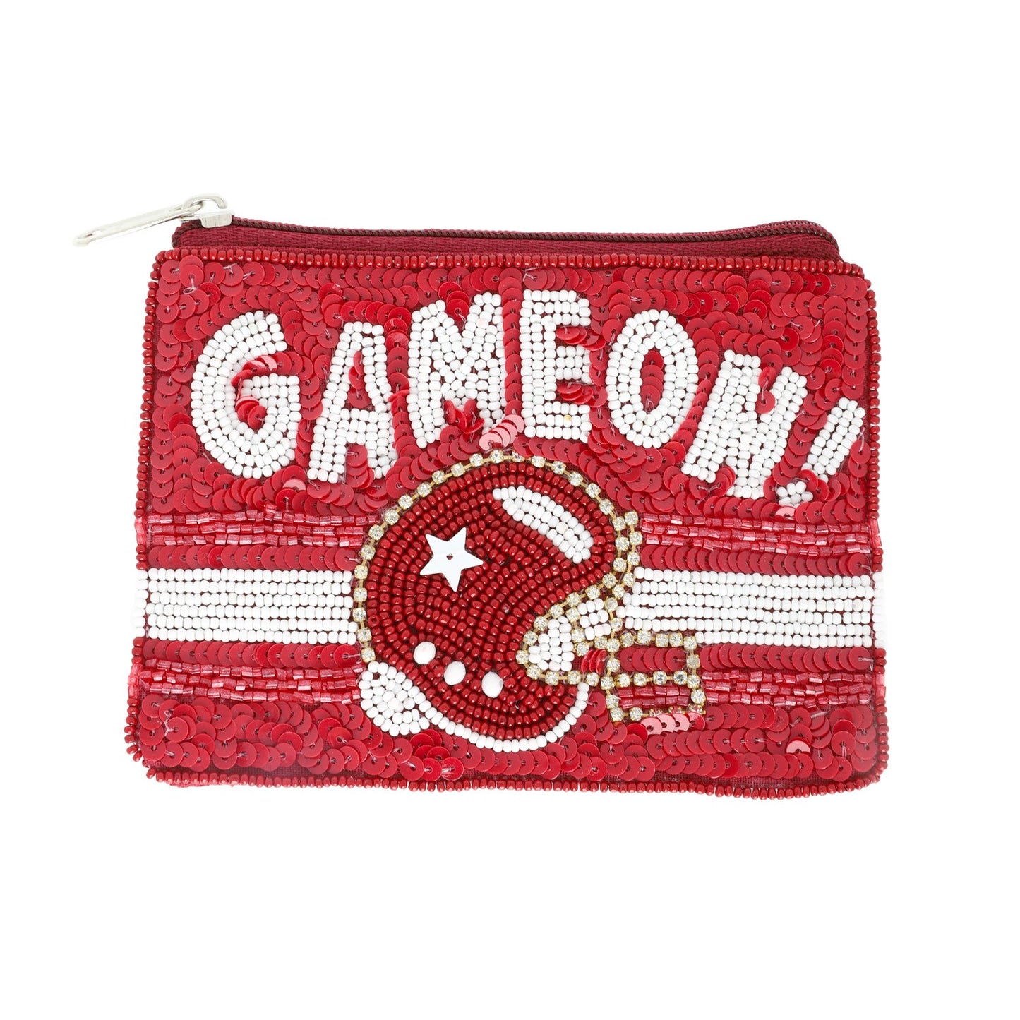Beaded Football Coin Bag