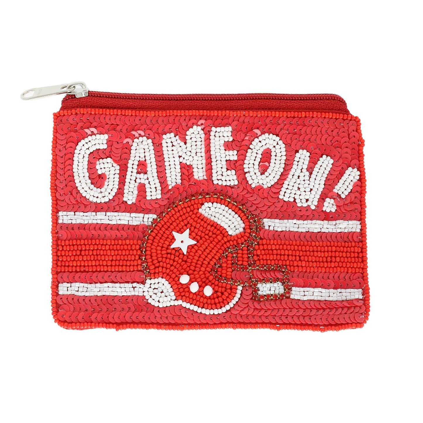Beaded Football Coin Bag
