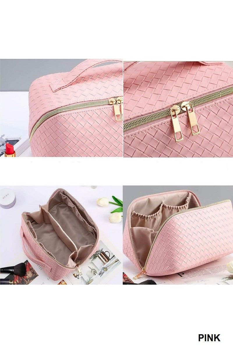 VEGAN LEATHER COSMETIC MAKEUP TRAVEL BAG