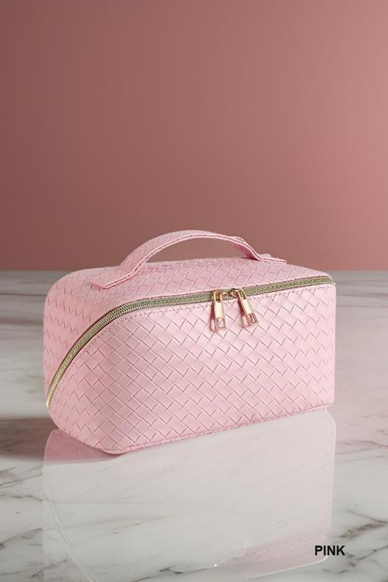 VEGAN LEATHER COSMETIC MAKEUP TRAVEL BAG