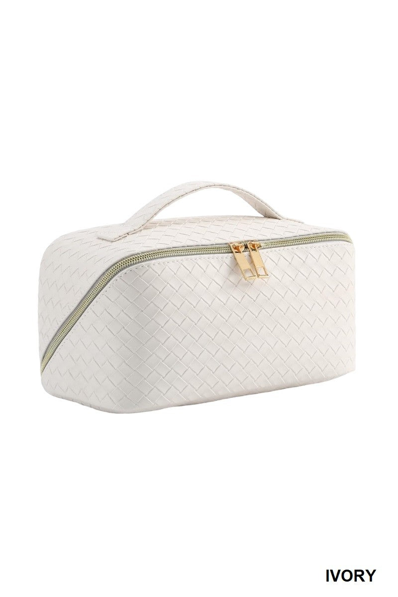 VEGAN LEATHER COSMETIC MAKEUP TRAVEL BAG
