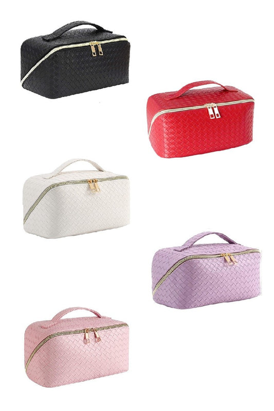 VEGAN LEATHER COSMETIC MAKEUP TRAVEL BAG