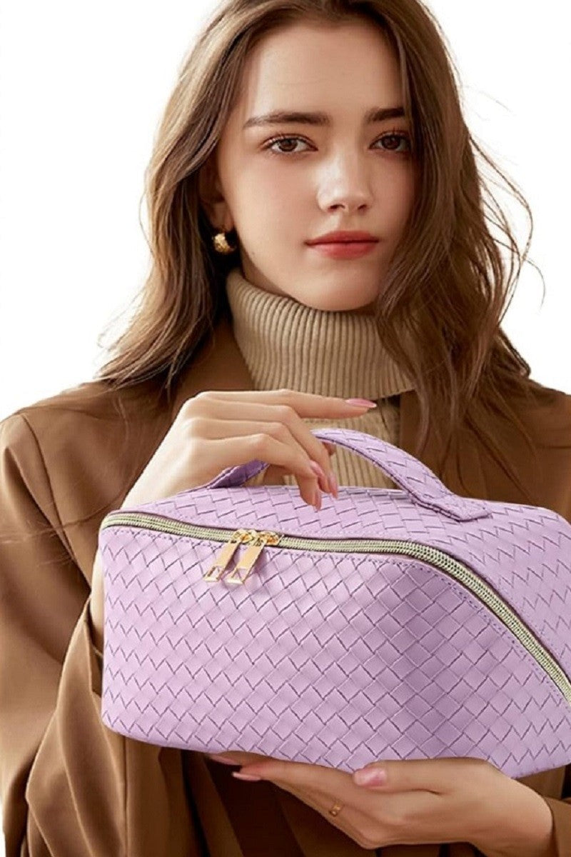 VEGAN LEATHER COSMETIC MAKEUP TRAVEL BAG