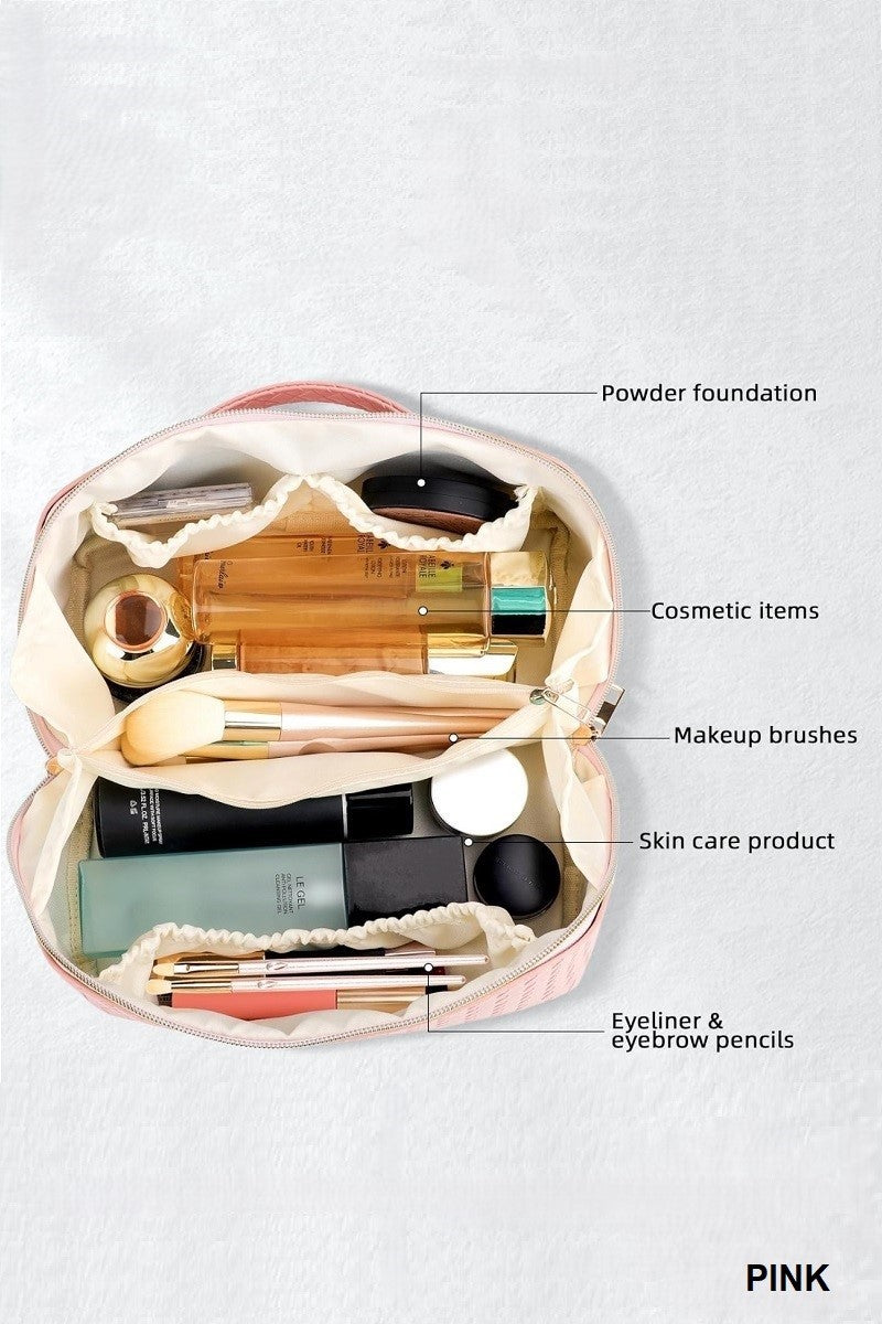 VEGAN LEATHER COSMETIC MAKEUP TRAVEL BAG