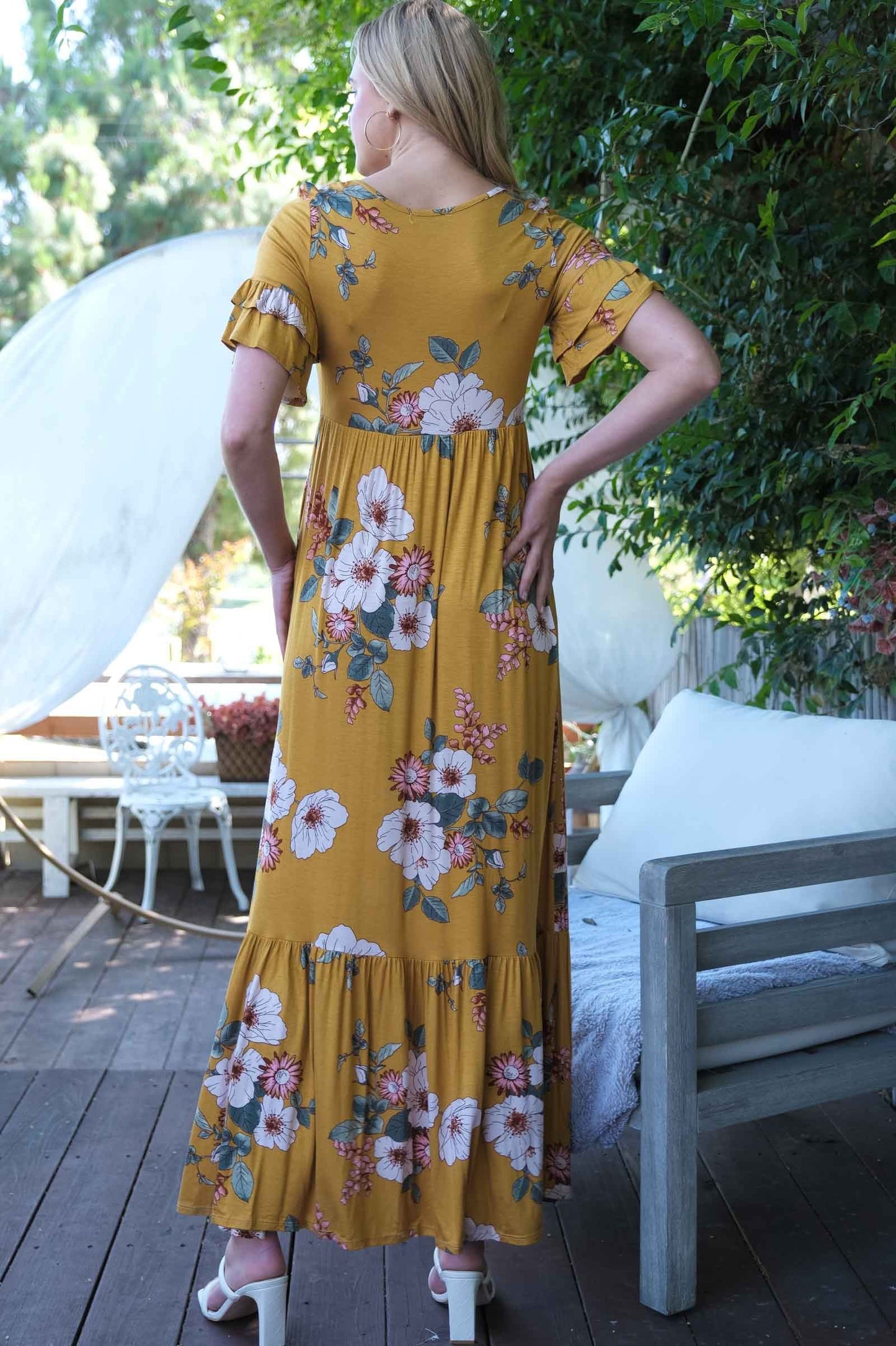 Mustard Floral Maxi Dress