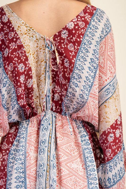 Stripe Print Kimono Style Dress