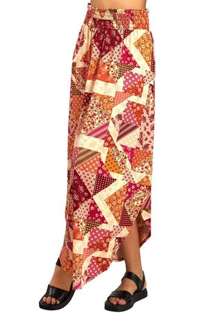 Boho Maxi Skirt - Patchwork Rose