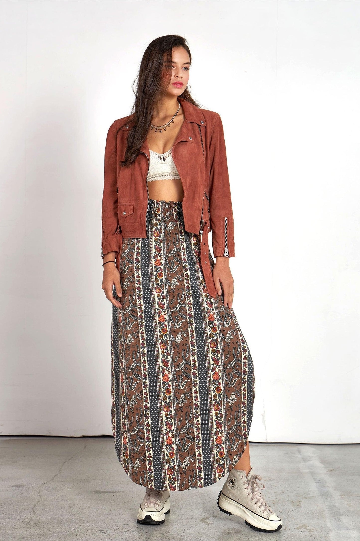 Boho Maxi Skirt - Paisley Mocha