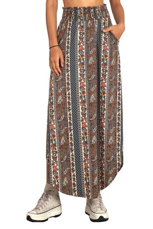 Boho Maxi Skirt - Paisley Mocha