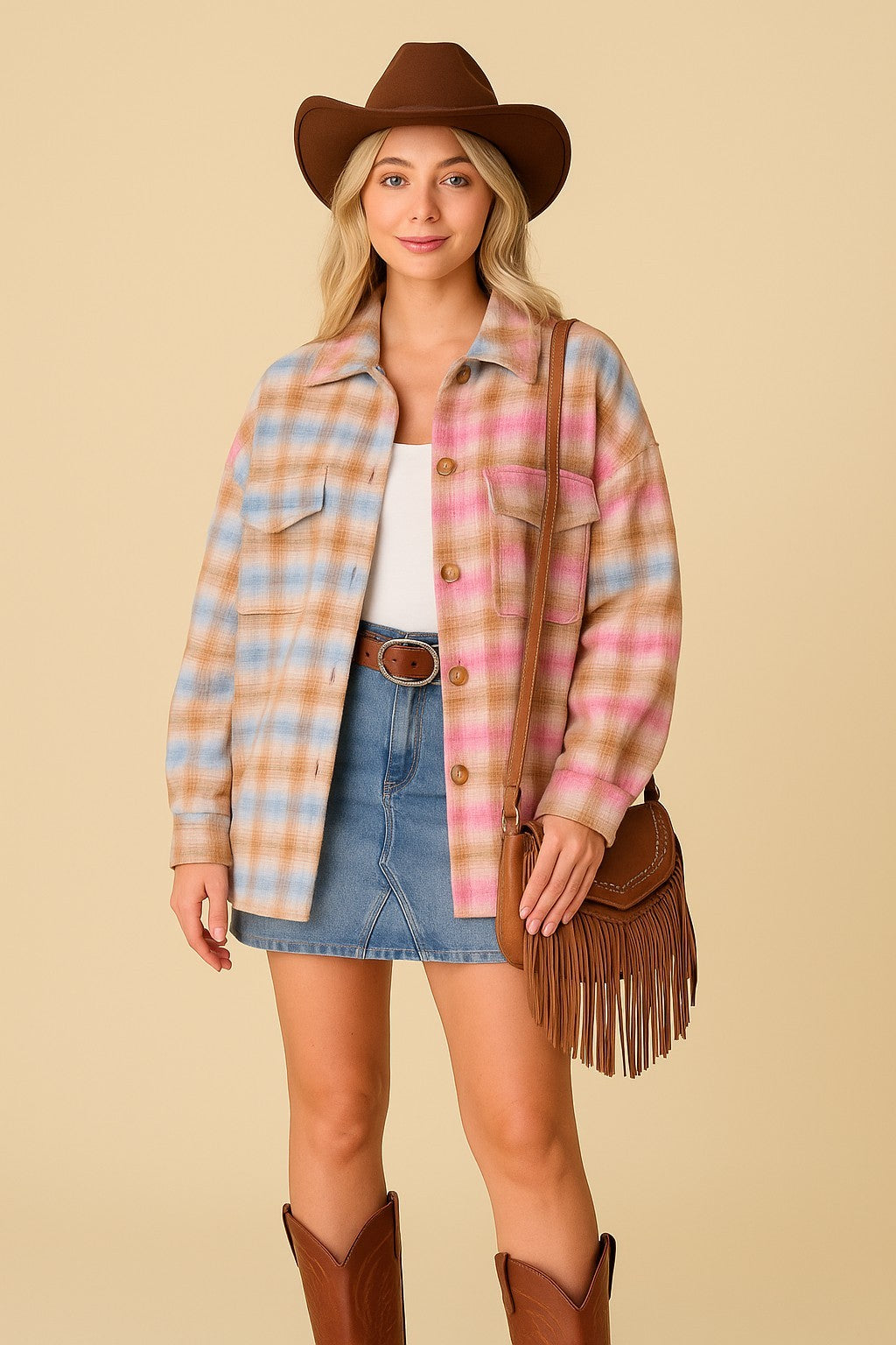 Fall Vibes Plaid Print Shacket