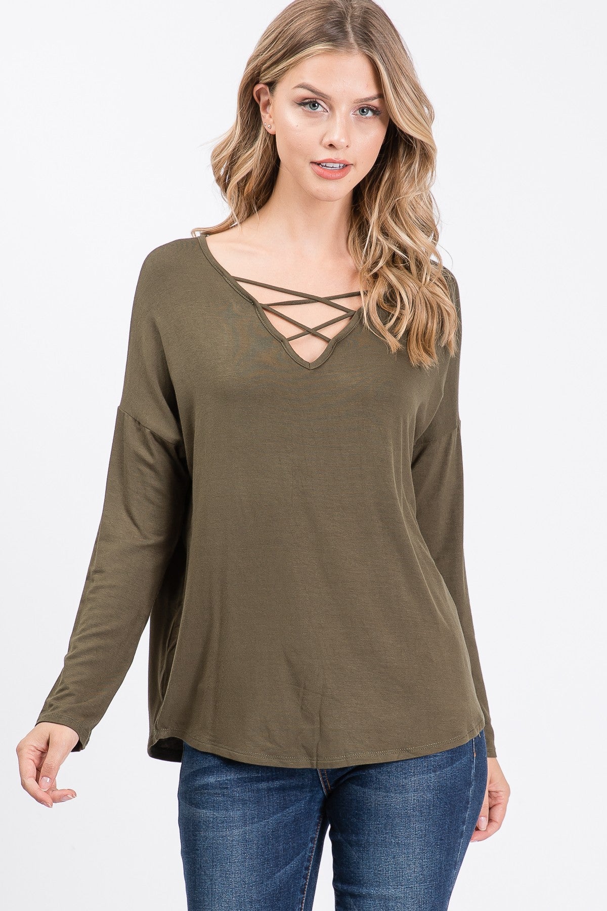 Criss Cross Drop Shoulder Boxy Top