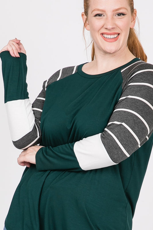 Color Block Long Sleeve - Hunter Green