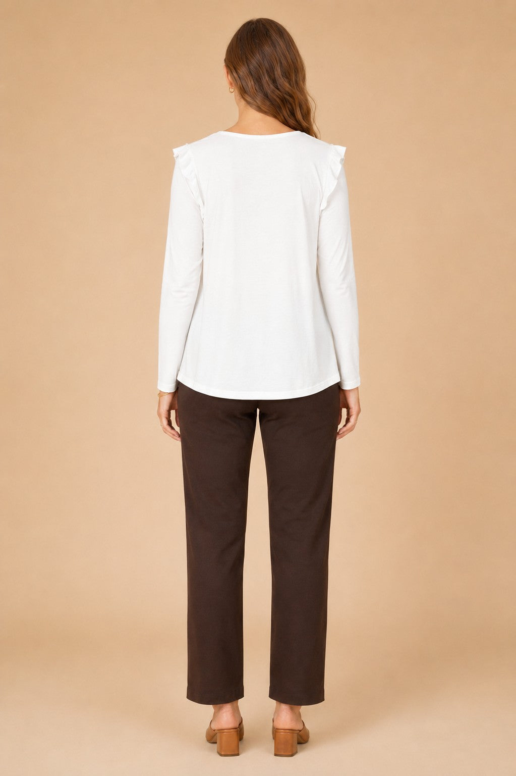Ruffled Shoulder And Yoke Top
