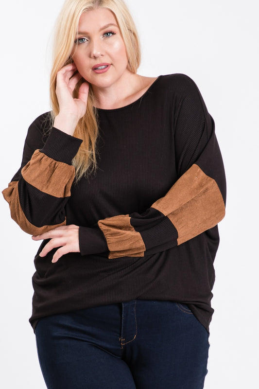 Dolman Sleeve With Suede Sleeve