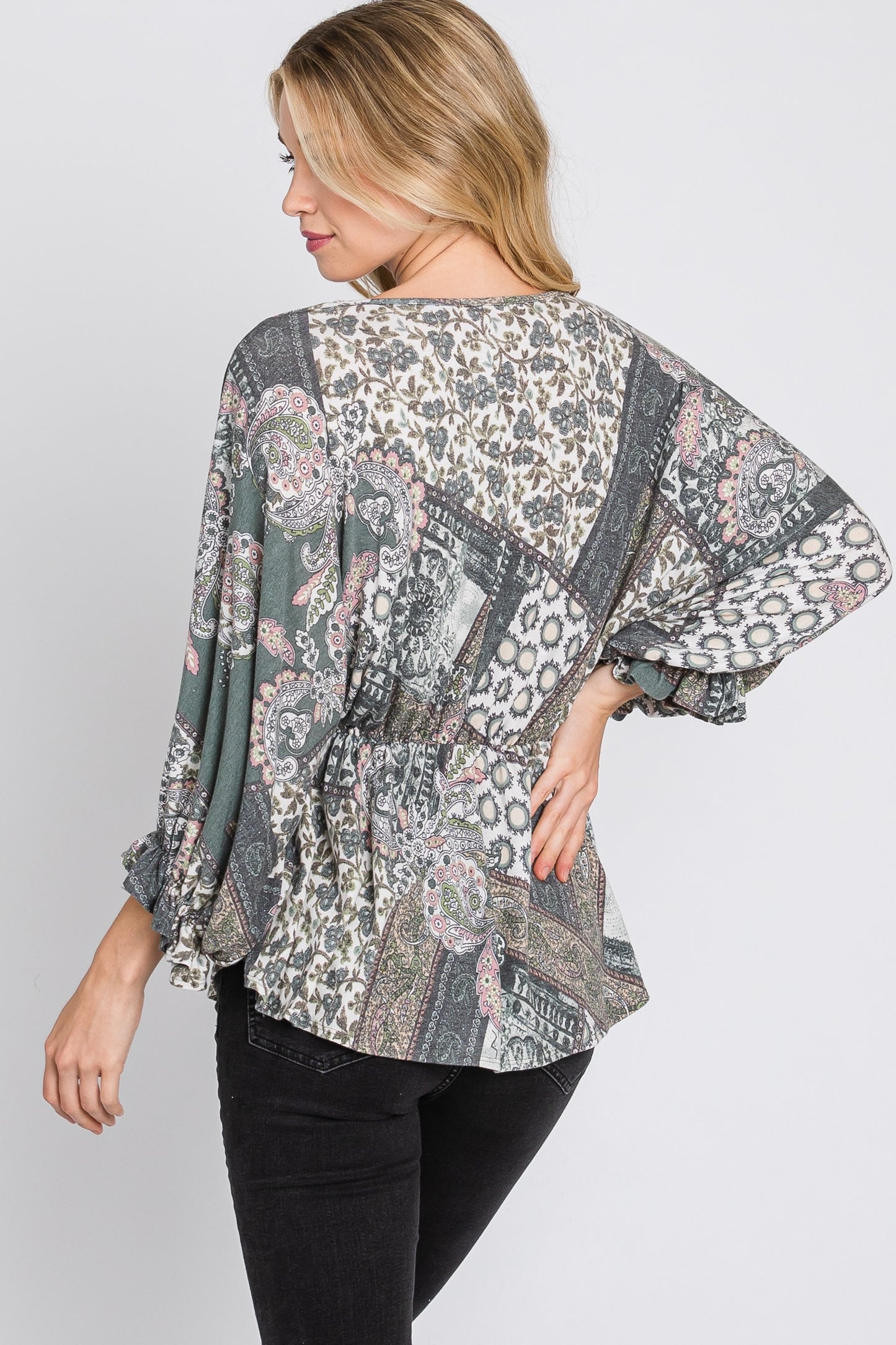 Olive Three-quarter Sleeve Top