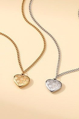 18k Stainless Steel Tarnish Free Checker Necklace