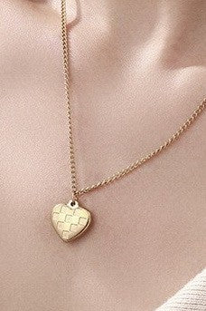 18k Stainless Steel Tarnish Free Checker Necklace