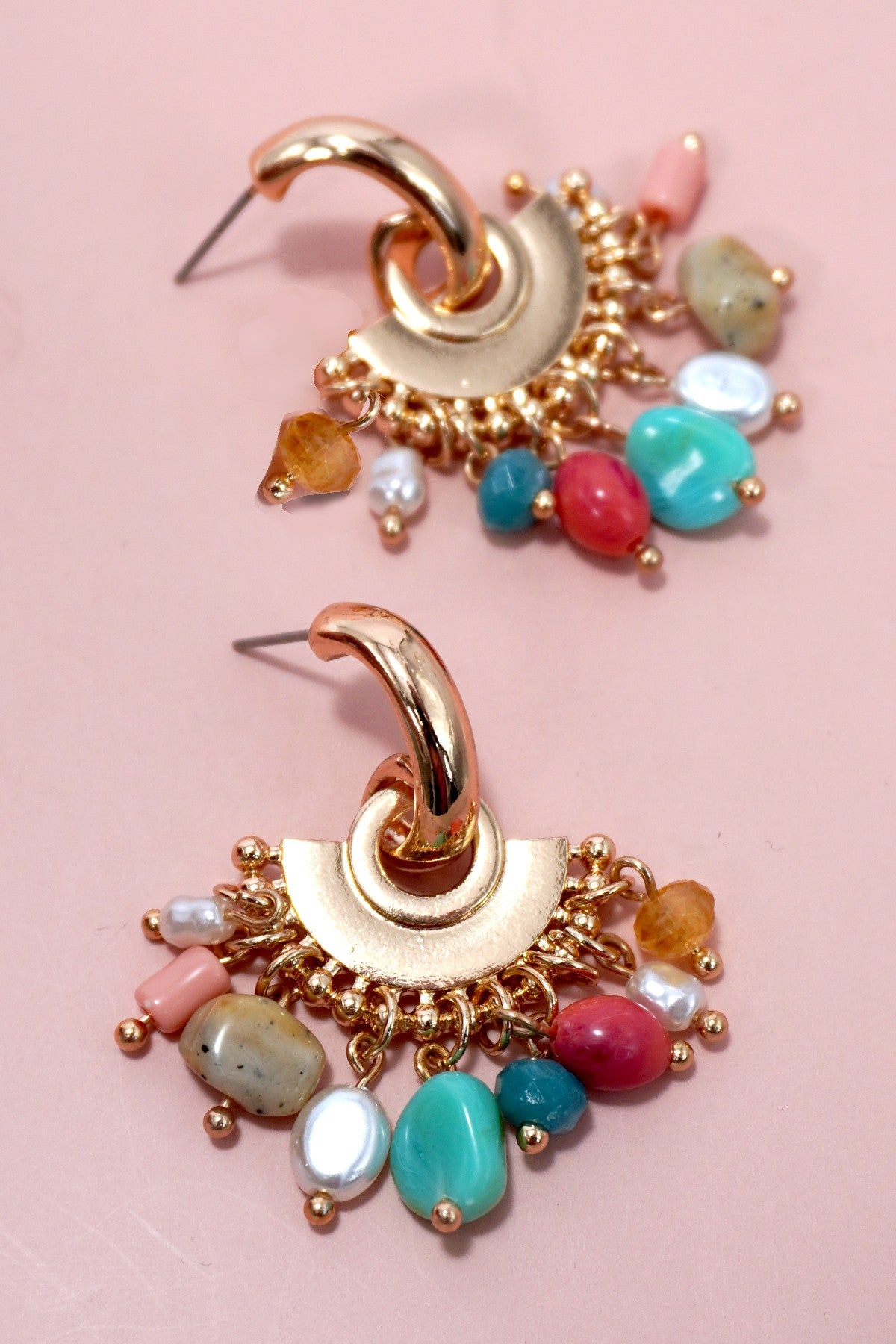 Multi Colored Beaded Post Earrings