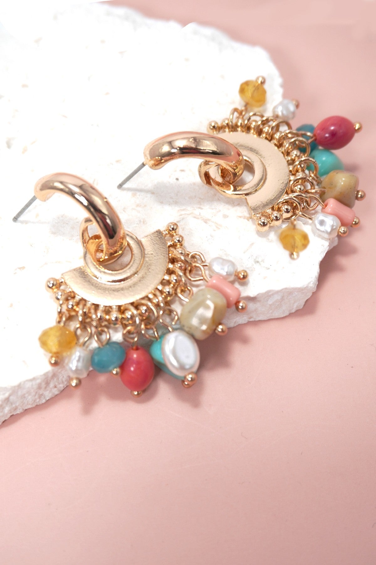 Multi Colored Beaded Post Earrings