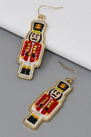 Christmas Nutcracker Embellished Earrings