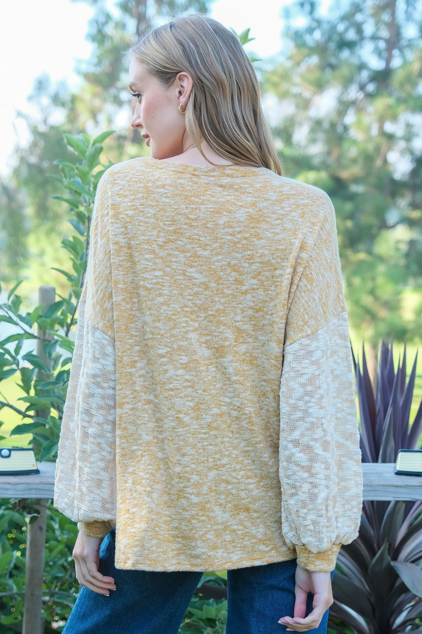 Drop Shoulder Long Sleeve Knit Top