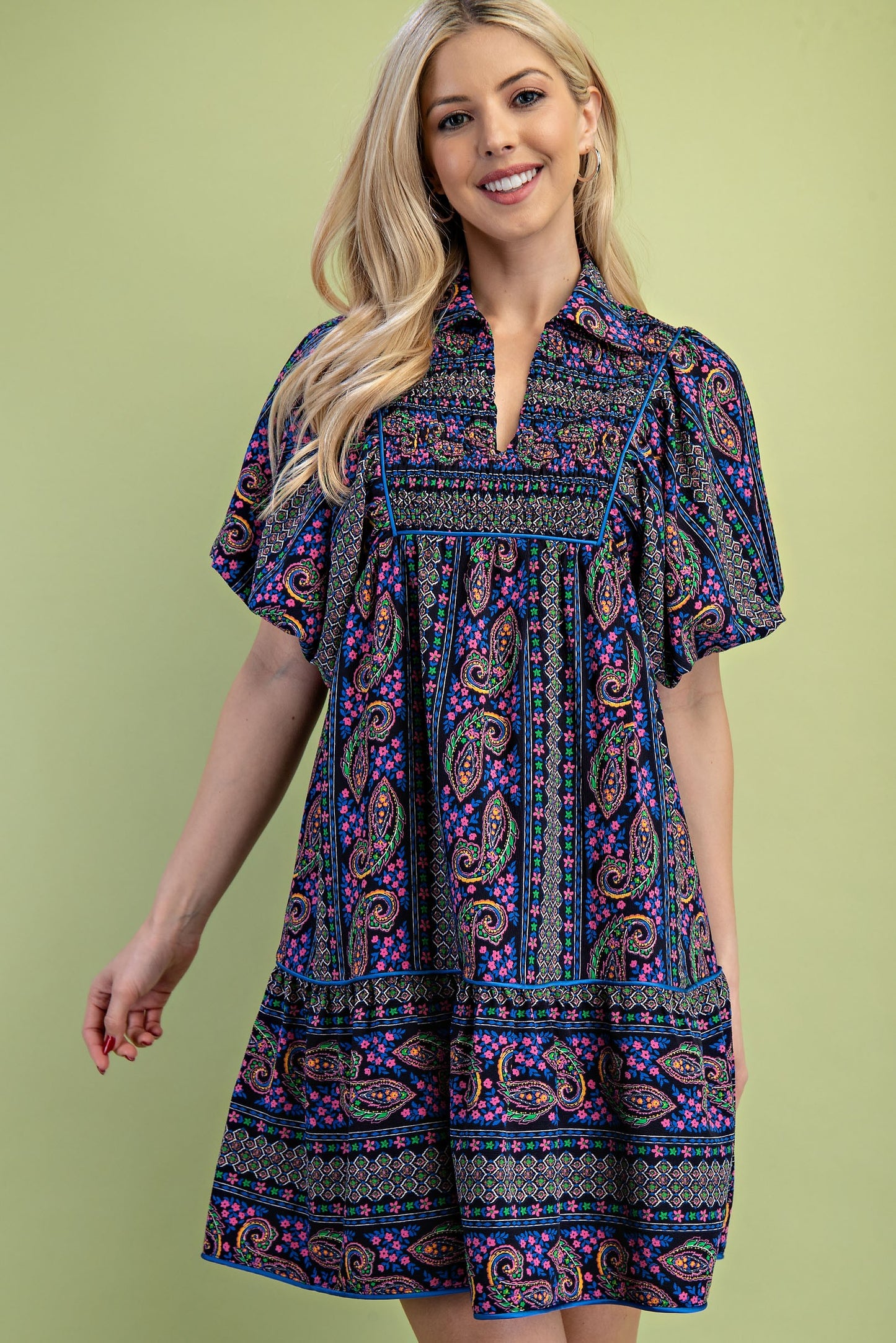 Mixed Paisley Print Dress