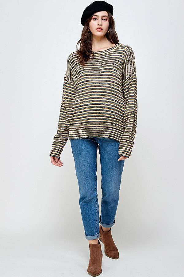 Multi Color Stripes Pullover Sweater