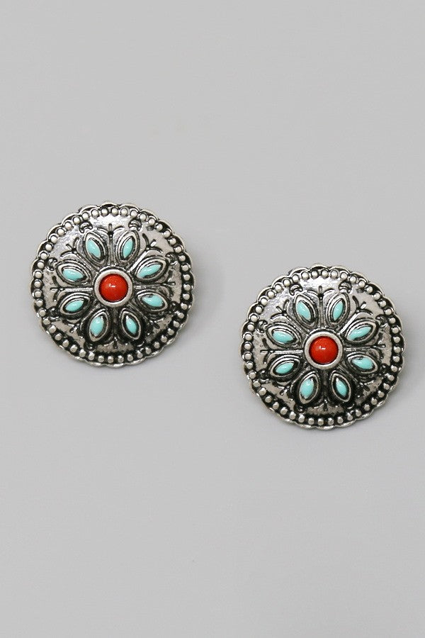 Western Vintage Flower Stud Earrings