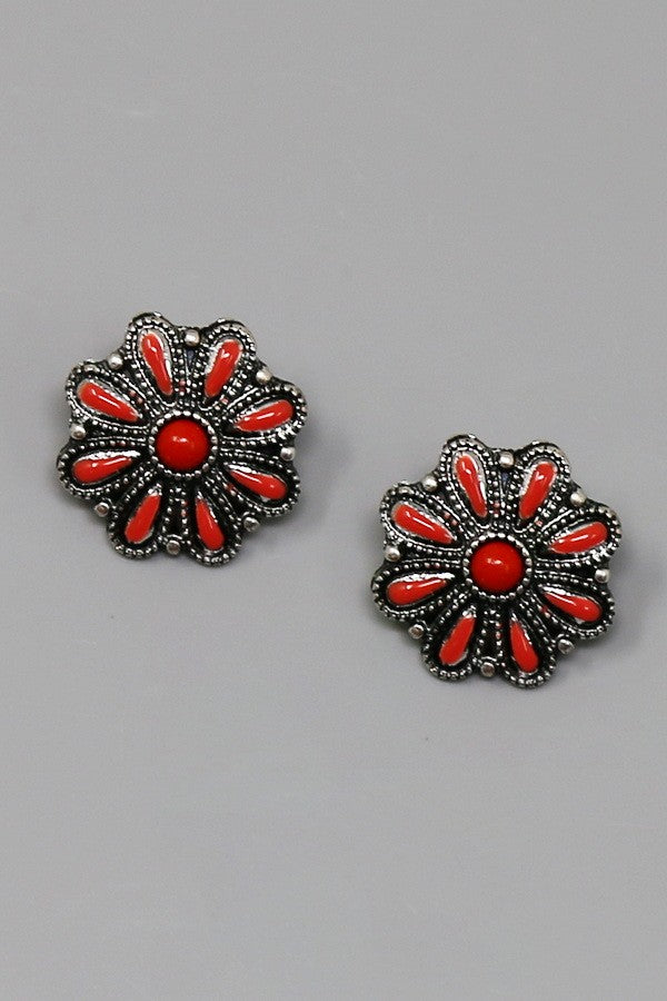 Western Vintage Flower Stud Earrings