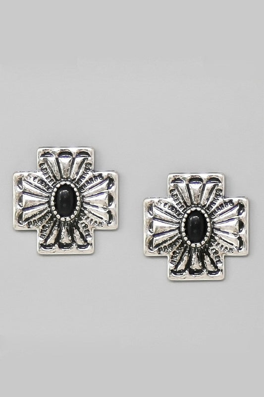 Western Cross Shape Stud Earrings