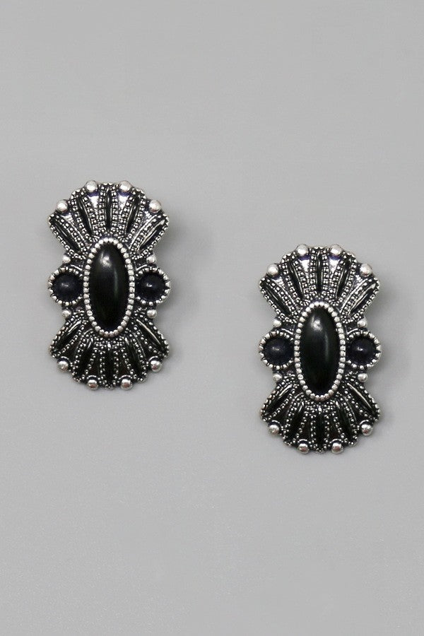 Western Stone Embellished Stud Earrings
