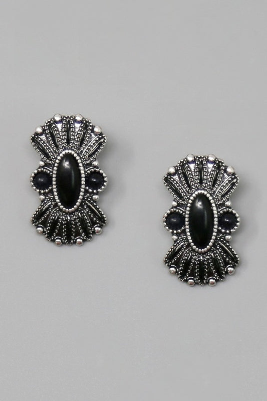 Western Stone Embellished Stud Earrings
