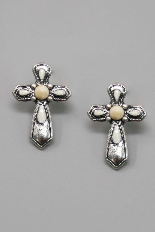 Western Cross Stud Earrings
