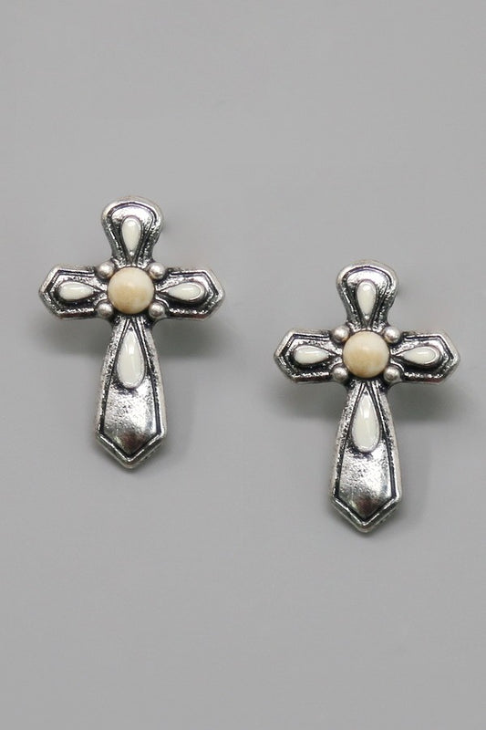 Western Cross Stud Earrings