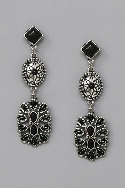 Western Stone Embellished Dangle Earrings